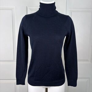 Banana Republic Navy Blue Merino Wool Turtleneck Sweater